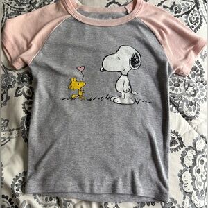 Peanuts Kids Gray and Pink Snoopy Tee